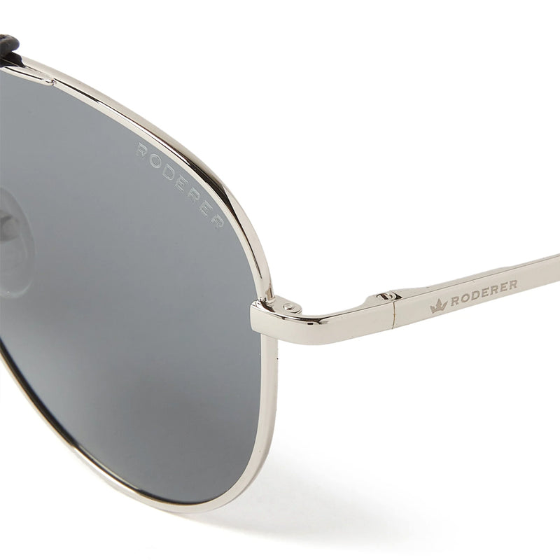 JAMES AVIATOR POLARIZED SUNGLASSES > BLACK LEATHER BRIDGE