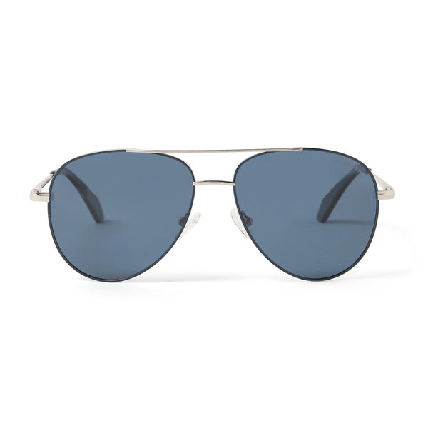 JAMES AVIATOR POLARIZED SUNGLASSES > SILVER & BLUE / BLUE