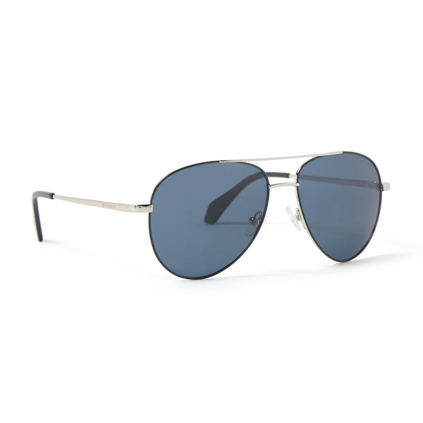 JAMES AVIATOR POLARIZED SUNGLASSES > SILVER & BLUE / BLUE