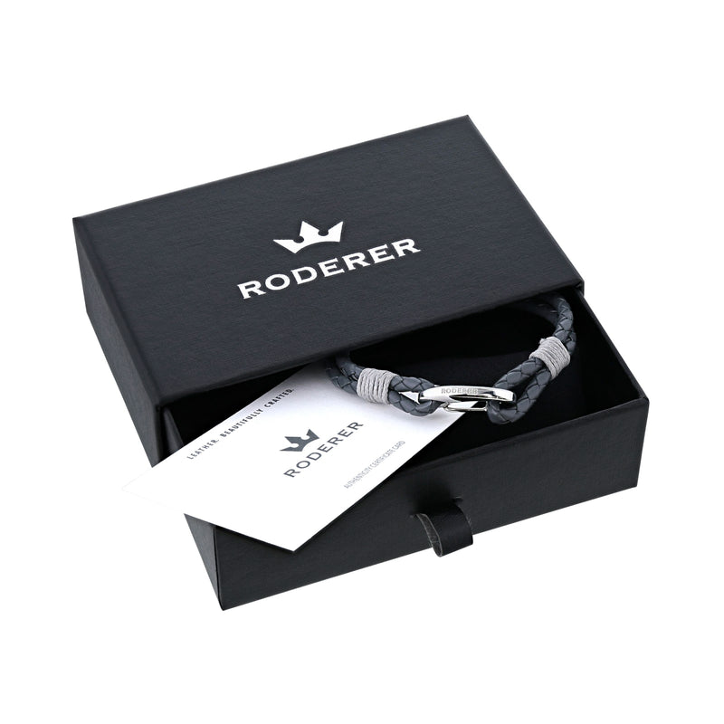 ELIO LEATHER BRACELET FOR MAN > WOVEN LEATHER NAVY BLUE – RODERER