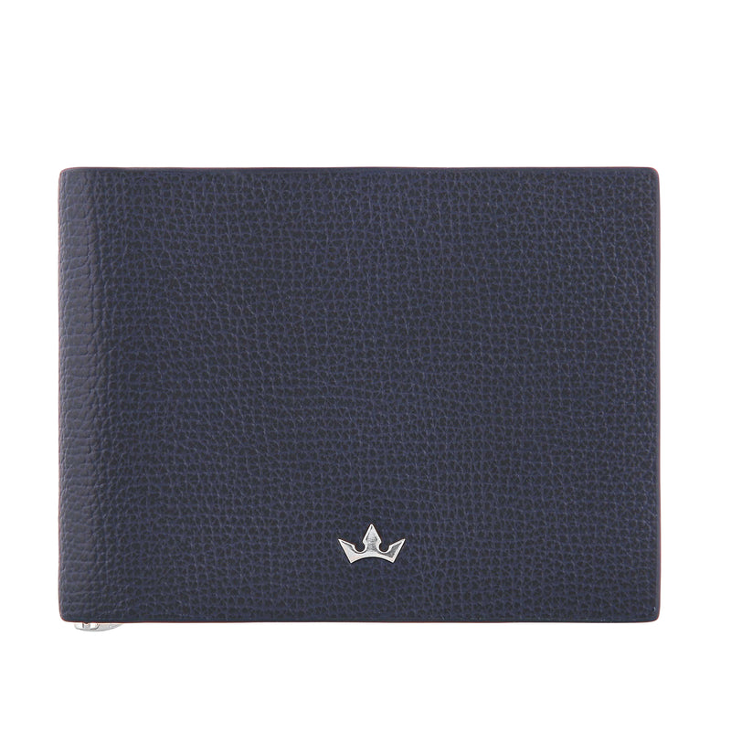 TROPHY 6CC MONEY CLIP BIFOLD > ITALIAN LEATHER NAVY BLUE