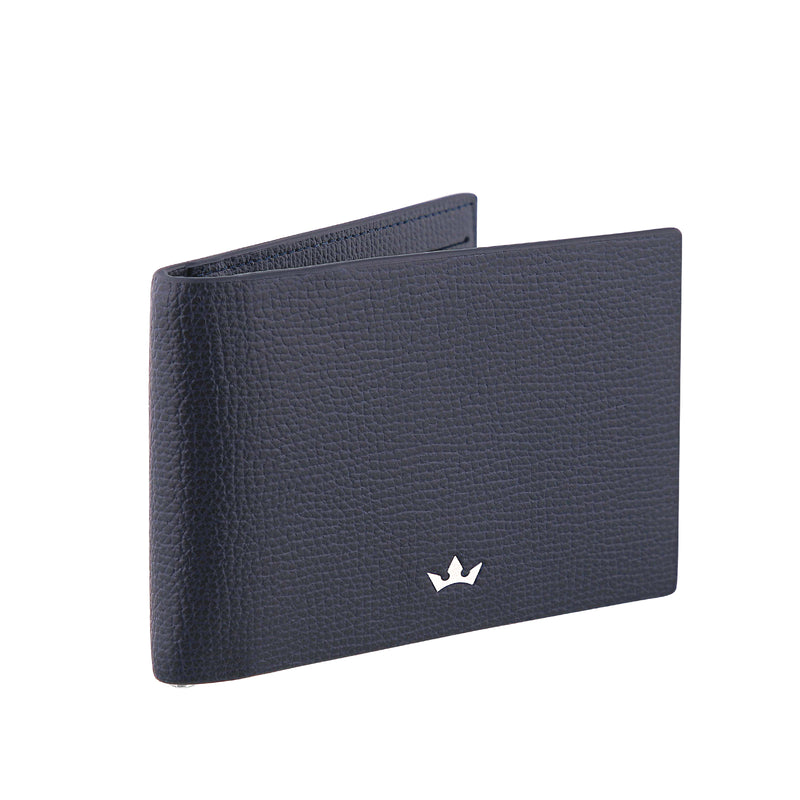 TROPHY 6CC MONEY CLIP BIFOLD > ITALIAN LEATHER NAVY BLUE